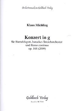 Klaus Miehling Notenblätter Konzert g-moll op.168 für Barockfagott