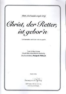 Felix Mendelssohn-Bartholdy Notenblätter Christ der Retter ist geborn