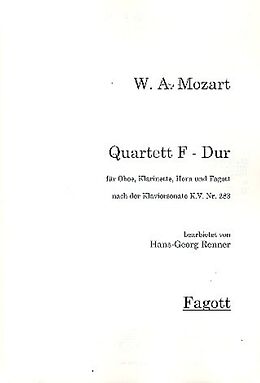 Wolfgang Amadeus Mozart Notenblätter Quartett F-Dur nach KV283 für Oboe