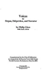 Philip Glass Notenblätter Voices for narrator, didgeridoo and organ