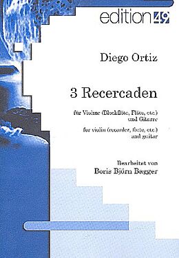 Diego Ortiz Toledano Notenblätter 3 Recercaden für Violine (Melodieinstrument