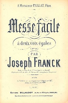 Joseph Franck Notenblätter Messe facile no.4 op.136 pour