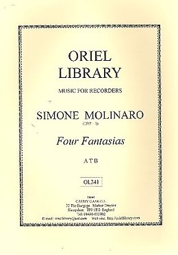 Simone Molinaro Notenblätter 4 Fantasias for 3 recorders (ATB)