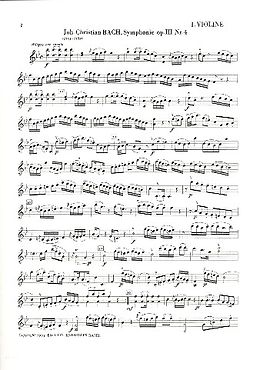 Johann Christian Bach Notenblätter Sinfonie B-Dur op.3,4
