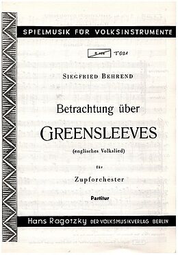 Siegfried Behrend Notenblätter Betrachtung über Greensleeves