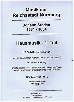 Johann Staden Notenblätter Hausmusik Band 1
