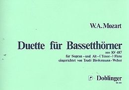 Wolfgang Amadeus Mozart Notenblätter Duette für 2 Bassetthörner