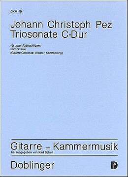 Johann Christoph Pez Notenblätter Triosonate C-Dur für 2 Altblock