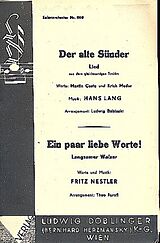 Hans Lang Notenblätter Der alte Sünder und