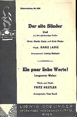 Hans Lang Notenblätter Der alte Sünder und