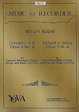 William Babell Notenblätter Konzert G-Dur op.3,4 für