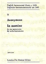 Anonymus Notenblätter In nomine für 6 Instrumente