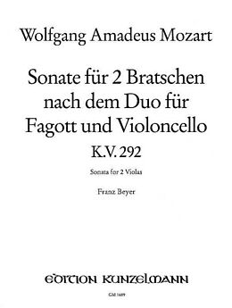 Wolfgang Amadeus Mozart Notenblätter Sonate KV292 nach dem Duo für Fagott und Violoncello
