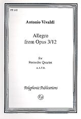 Antonio Vivaldi Notenblätter Allegro from op.3,12 for 4 recorders (AATB)