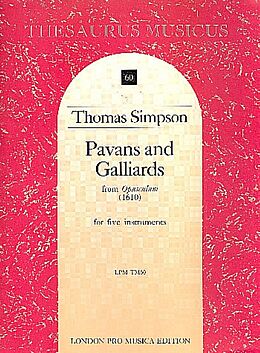 Thomas Simpson Notenblätter Pavans and galliards from opusculum