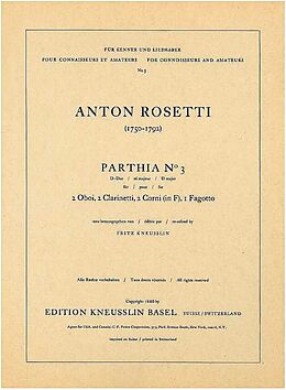 Antonio (Franz Anton Rössler) Rosetti Notenblätter Parthia D-Dur Nr.3 für 2 Oboen