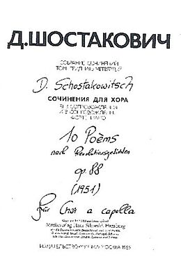Dimitri Schostakowitsch Notenblätter 10 Poemes op.88 nach Revolutionsgedichten