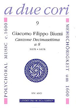 Giacomo Filippo Biumi Notenblätter Canzone decimasettima a 8 für