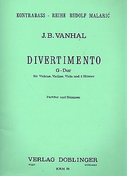 Johann Baptist (Krtitel) Vanhal Notenblätter Divertimento G-Dur für Violone, Violine