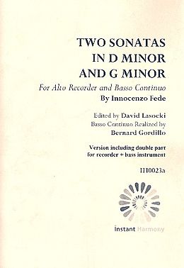 Innocenzo Fede Notenblätter 2 Sonatas for alto recorder and Bc