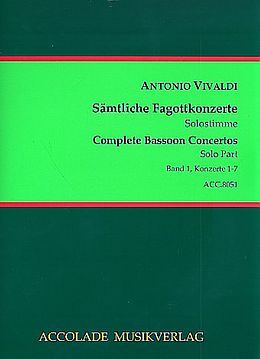 Antonio Vivaldi Notenblätter Sämtliche Fagottkonzerte Band 1