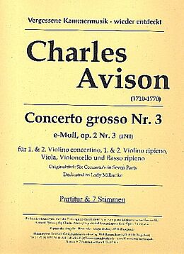 Charles Avison Notenblätter Concerto grosso e-Moll op.2,3