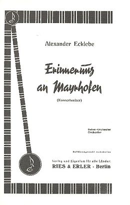 Alexander Ecklebe Notenblätter Erinnerungen an Mayrhofen