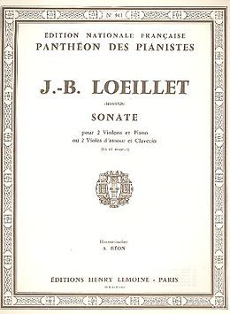 Jean Baptiste Loeillet de Gant Notenblätter Sonate en ré majeur pour 2 violins