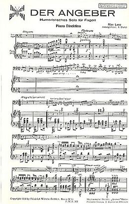 Max Lenz Notenblätter Der Angeber für Fagott und Klavier
