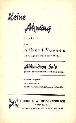 Albert Vossen Notenblätter Keine Ahnung
