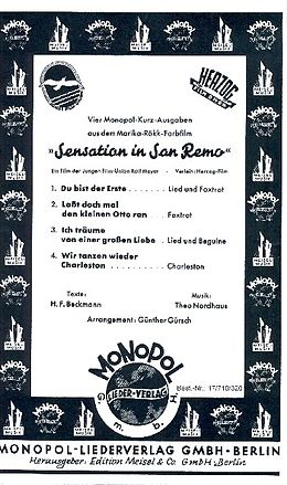 Theo Nordhaus Notenblätter Sensation in San Remo (Auswahl)