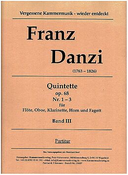 Franz Danzi Notenblätter 3 Bläserquintette op.68 Nr. 1 -3 in A, F und d