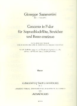 Giuseppe Sammartini Notenblätter Konzert F-Dur für Sopran-Blockflöte, Streicher