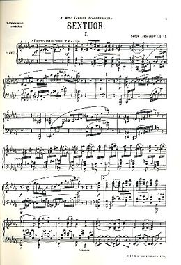 Sergej Mikhaikovich Liapunov Notenblätter Sextett b-Moll op.63
