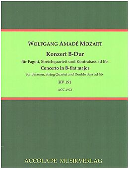 Wolfgang Amadeus Mozart Notenblätter Konzert B-Dur KV 191