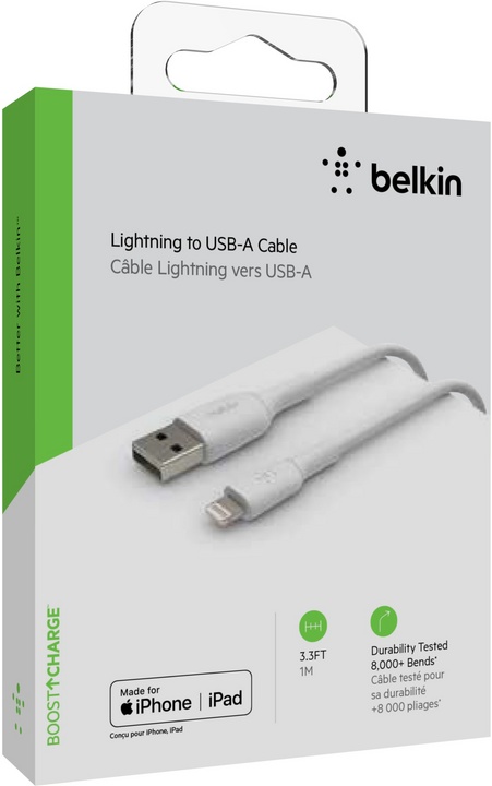 Belkin Boost Charge Lightning to USB-A Cable 1m - white
