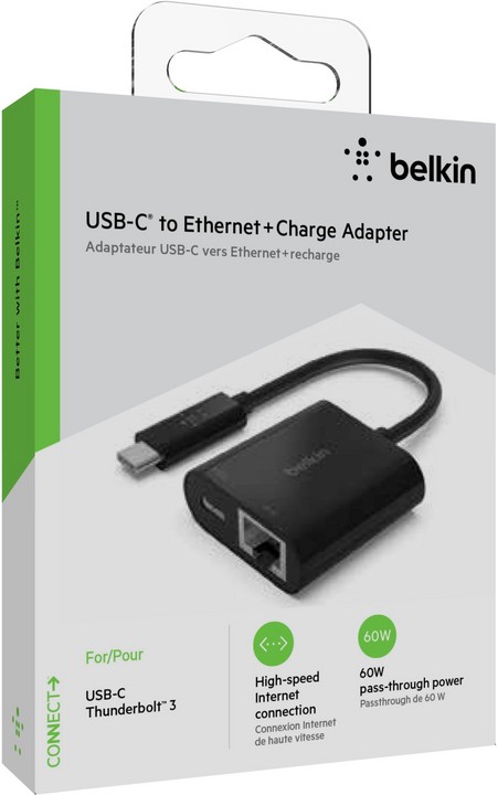 Belkin USB-C to Ethernet + Charge Adapter - black