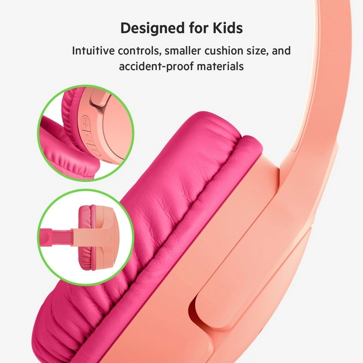 Belkin SoundForm Mini - On-Ear Headphones for Kids - pink