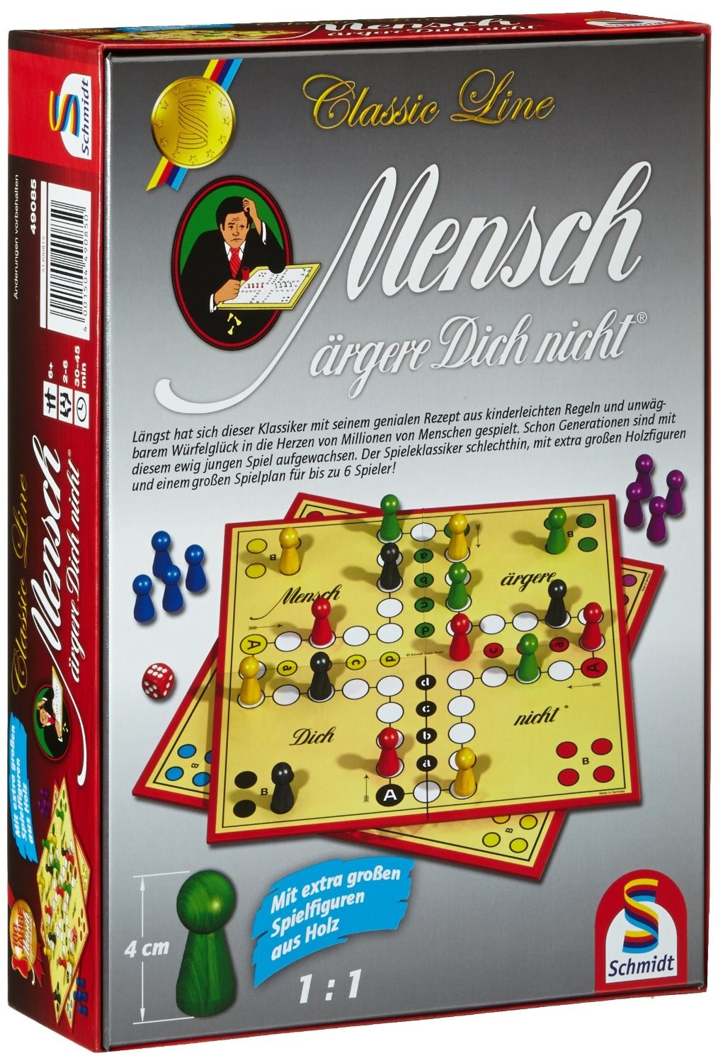 Holzfiguren Spieleklassiker Mensch ärgere Dich Nicht Classic Line -  Brettspiel Mit Extra Großen Holzfiguren Schmidt Spiele Classic Line Große  Holzfiguren 2-6 Spieler, image size:1014x1500
