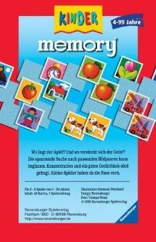 Ravensburger 23103 - Kinder memory®, der Spieleklassiker für die ganze Familie, Merkspiel für 2-8 Spieler ab 4 Jahren