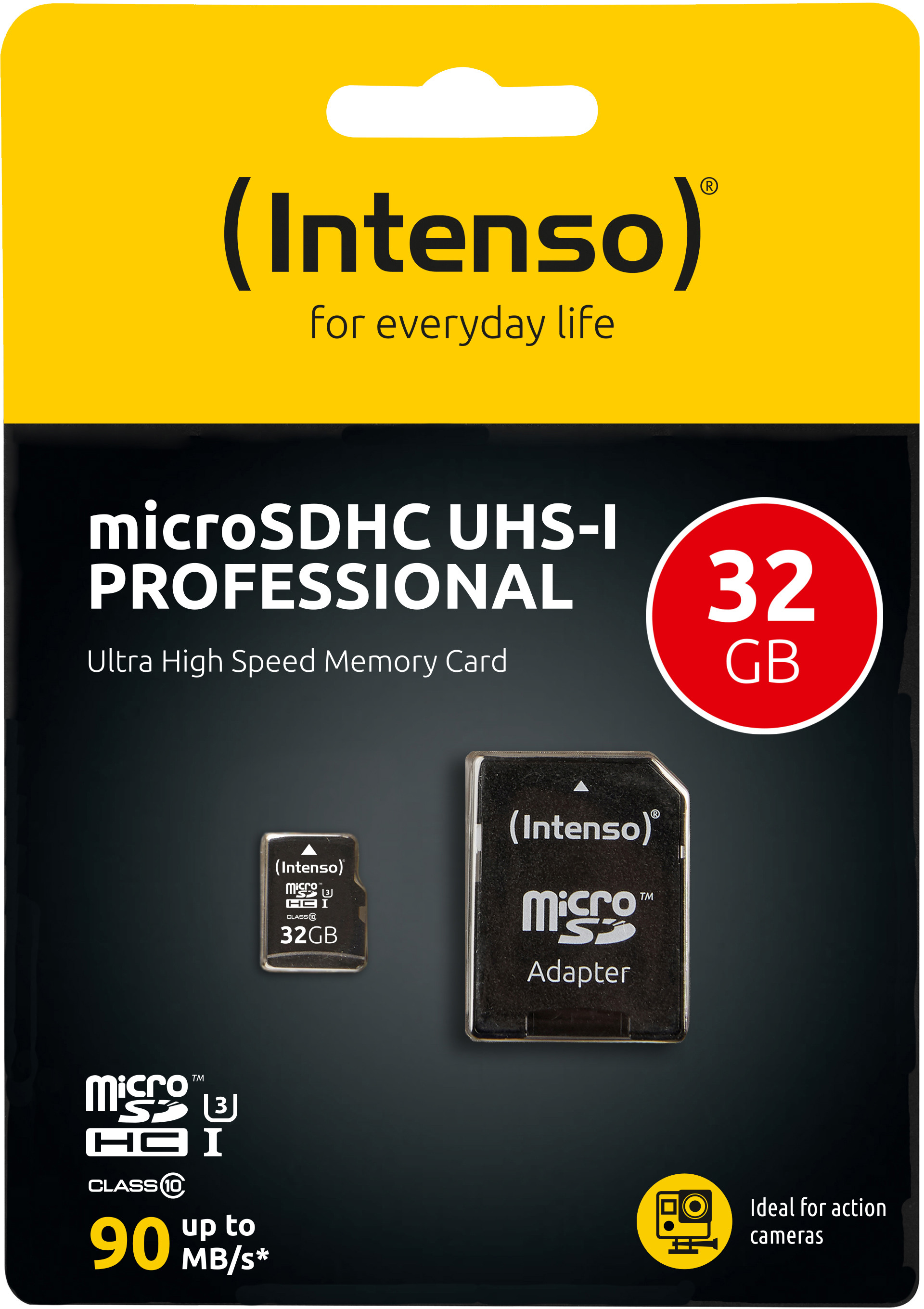 INTENSO Micro SDHC Card PRO 32GB 3433480 with adapter, UHS-I