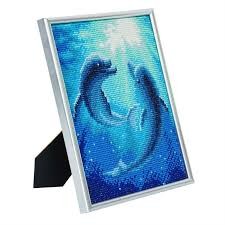Craft Buddy CAM-12 - Dolphin Dance, 21x25cm Picture Frame Crystal Art, Diamond Painting