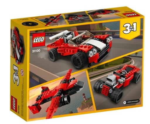 LEGO Creator 31100 - Sportwagen, 3-in-1 Sets, Sportwagen-, Hot Rod-, Flieger-Bauset, 134 Teile