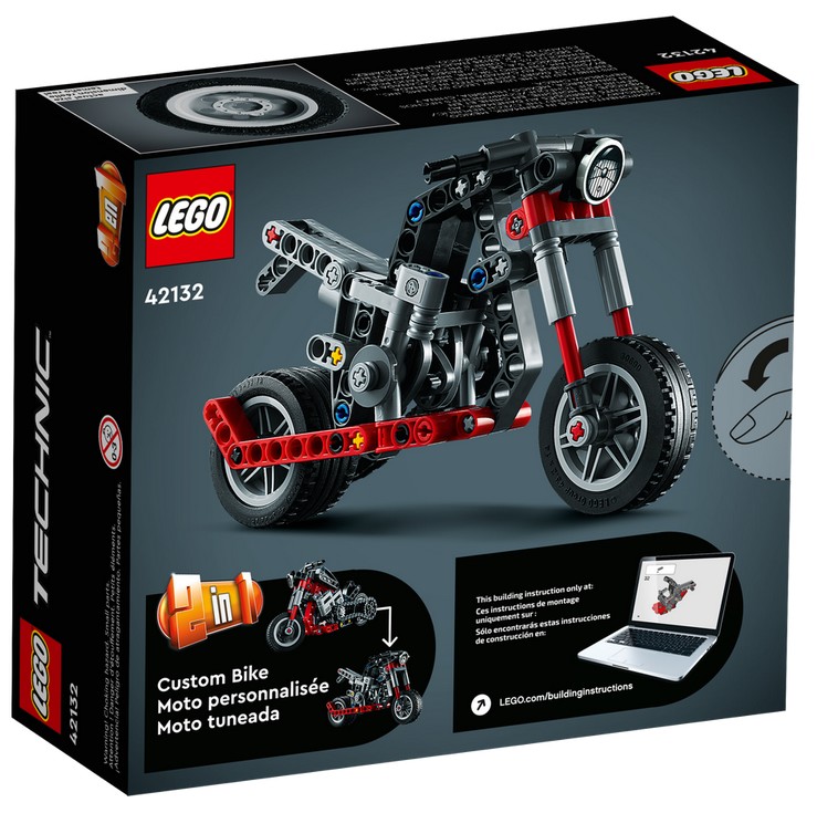 LEGO Technik 42132 - Chopper, Motorrad, 2-in-1 Bausatz, 163 Teile