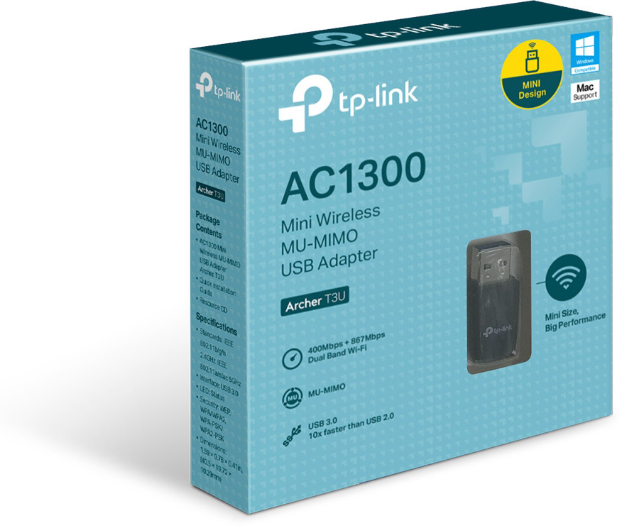 TP-LINK AC1300 Wi-Fi USB Adapter Archer T3U Plus Plus High Gain Dual Band