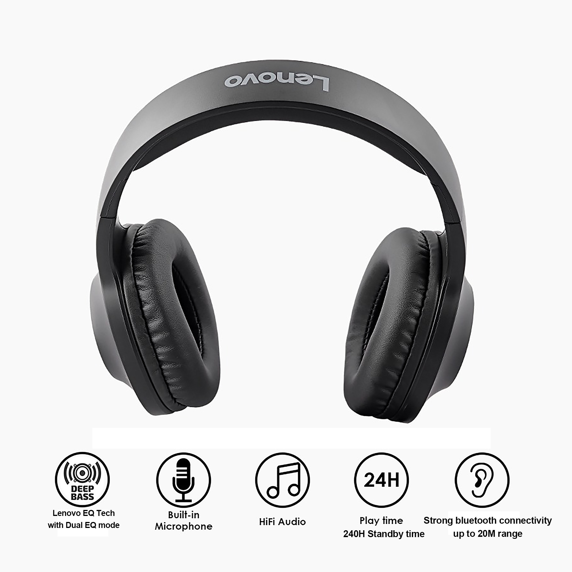 LENOVO Headphones HD116 black HD116-BK On-ear