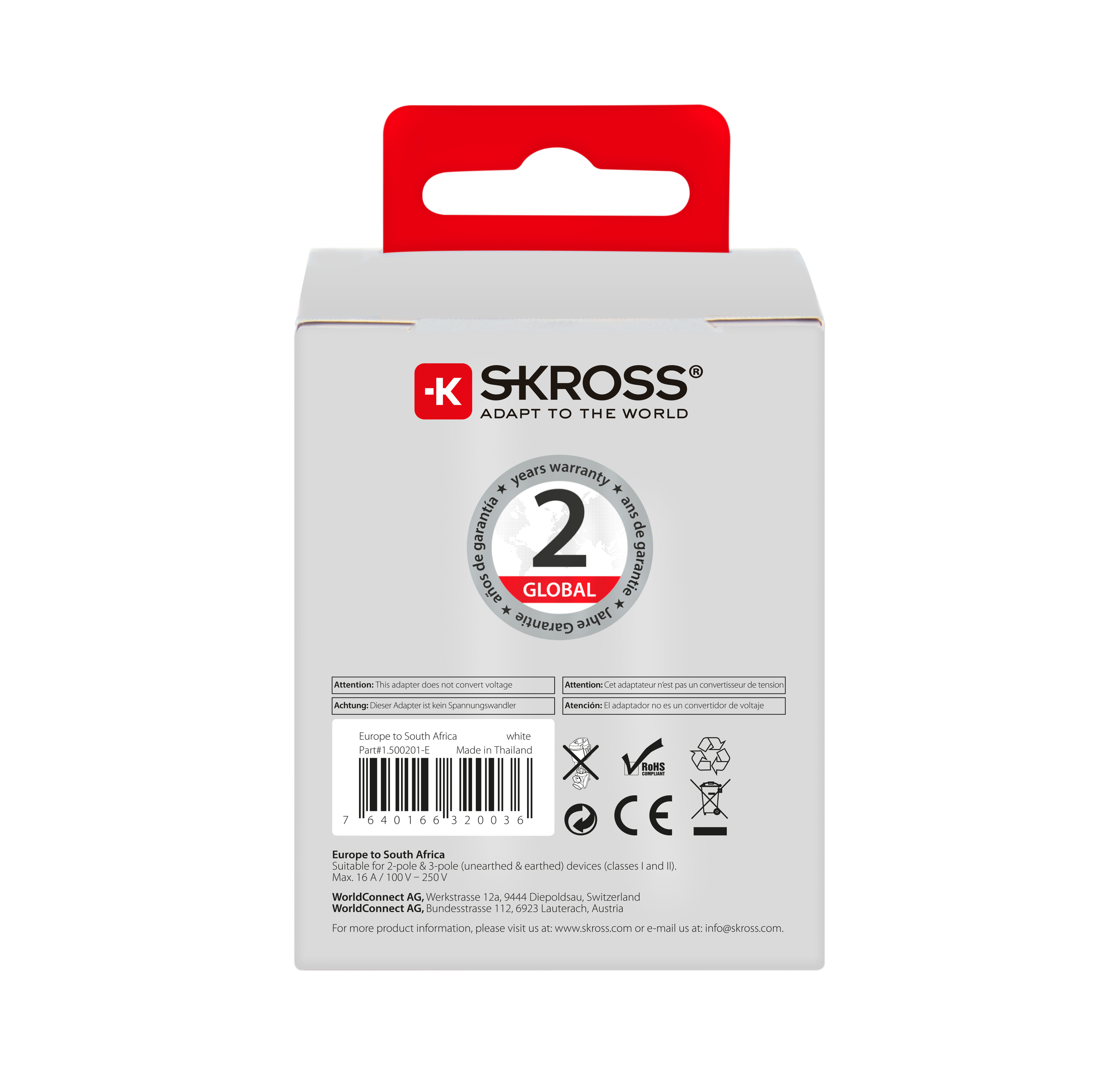 SKROSS Country Travel Adapter 1.500201 Europe to South Africa