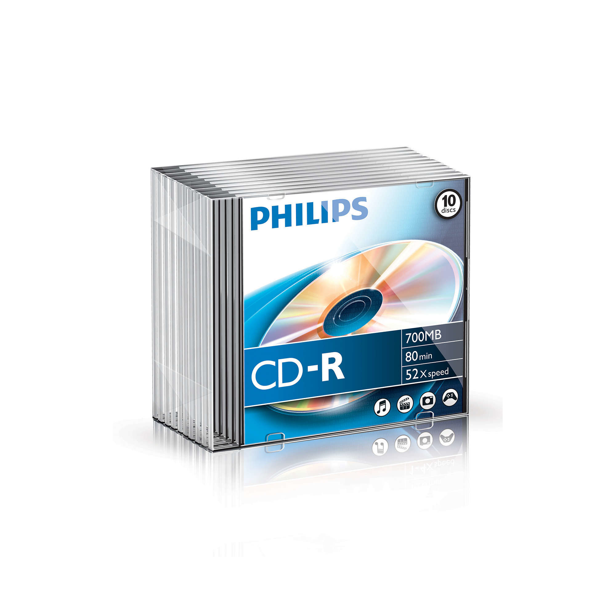 PHILIPS CD-R Slim 80MIN/700MB CR7D5NS10/00 52x foil 10 Pcs