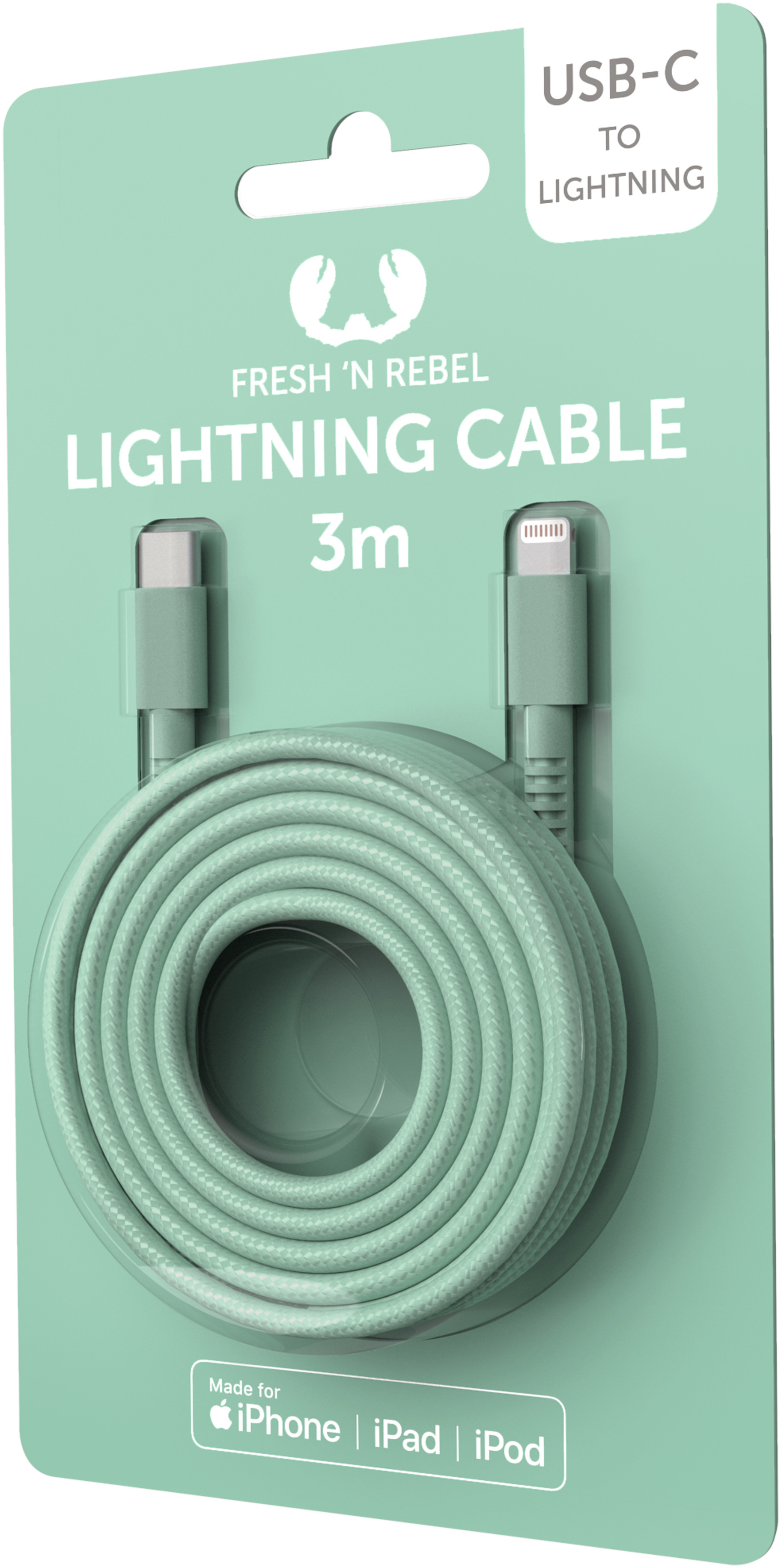 FRESH'N REBEL USB-C - Apple Lightning 3.0m 2CLC300MM Misty Mint