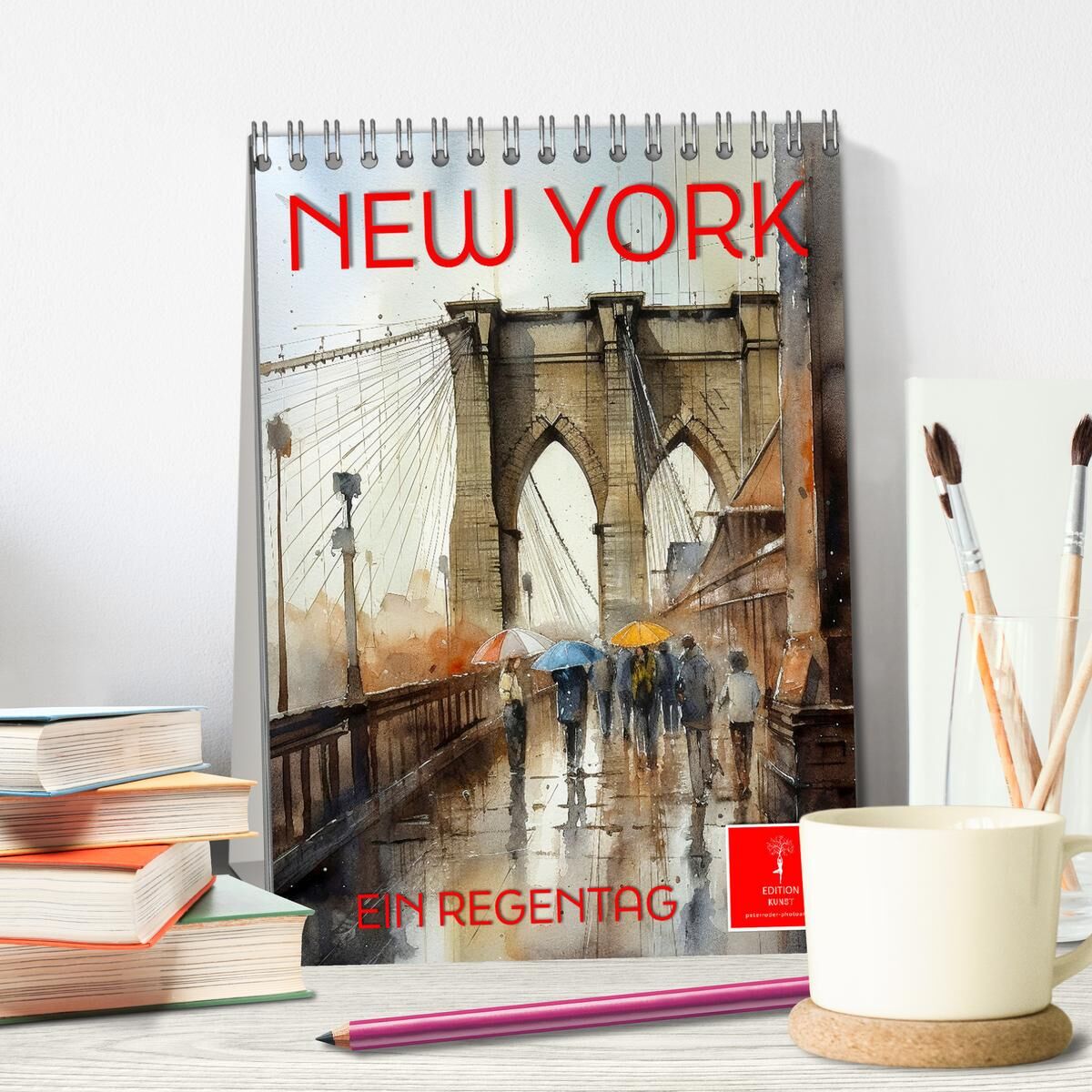 New York - ein Regentag (Tischkalender 2026 DIN A5 hoch), CALVENDO ...